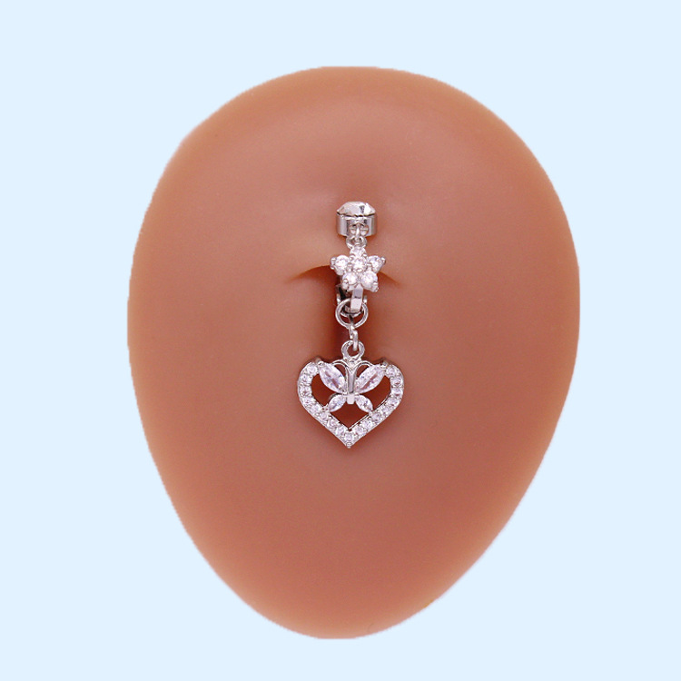 Picture of Gaby European and American Cross-Shaped Navel Ring Planet Moon Navel Ring Navel Ornament Rabbit Heart Non-Porous Navel Nail Ear Clip Dual Use