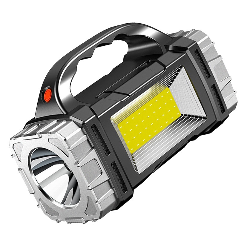 Cross border Solar portable light outdoor led multi-function red and blue flash cob side light emergency flashlight Searchlight