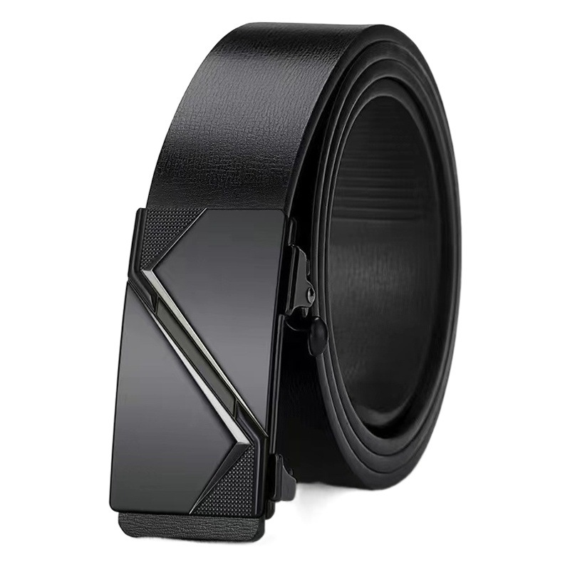 Belt Men's Toothless Inner Wear Letter Automatic Buckle Cowhide Belt Casual Versatile High-End Trouser Belt Factory Direct Sale