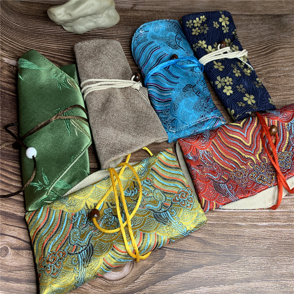 Antique Hall incense box cloth bag incense tube storage cloth bag cotton and linen incense burner cloth bag convenient packaging bag embroidery factory direct supply