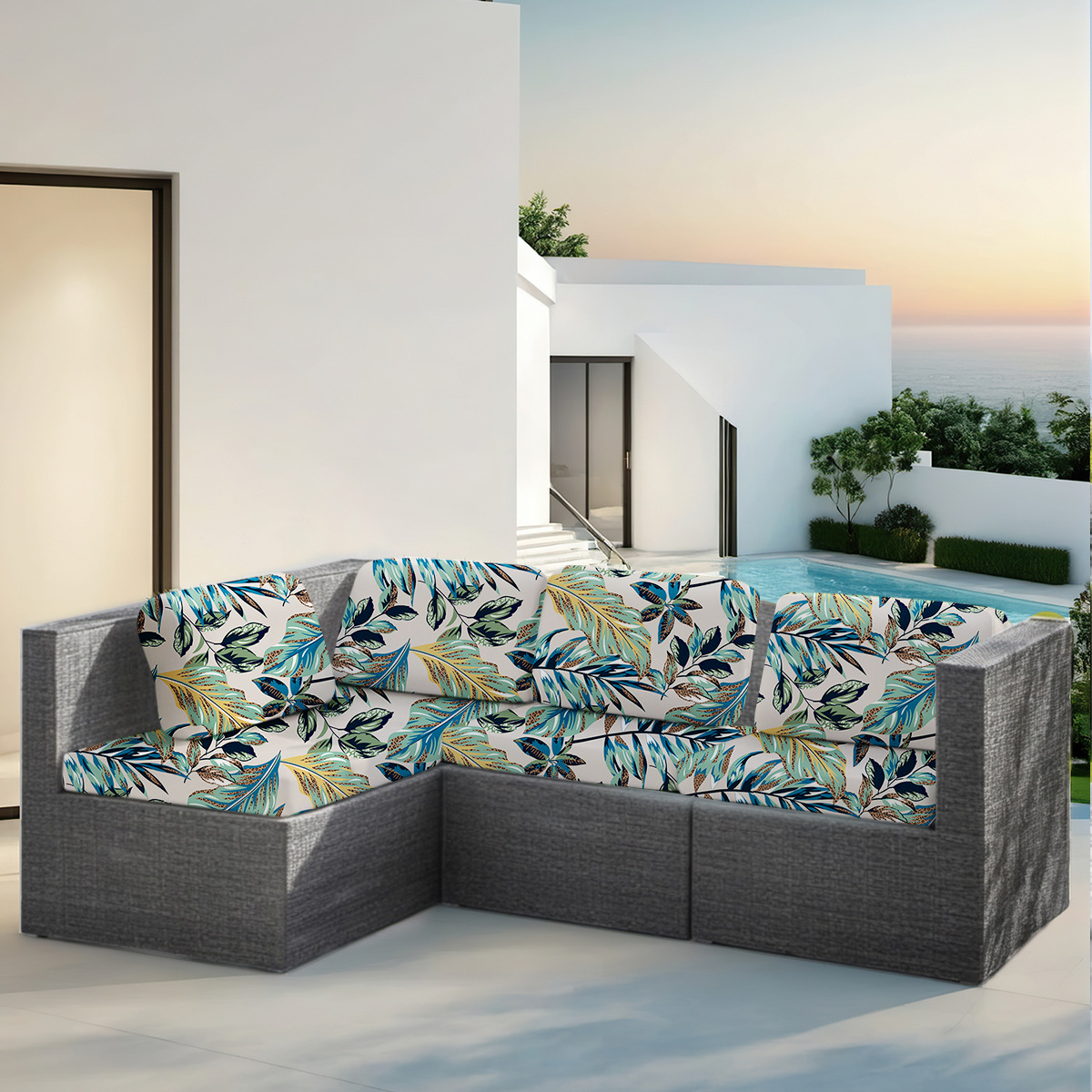 Cross-border Elastic Rainforest Leaf Printed Sofa Cushion Cover for Four Seasons Universal Sofa Cover for TEMU Sofa Cover for Generating Hair