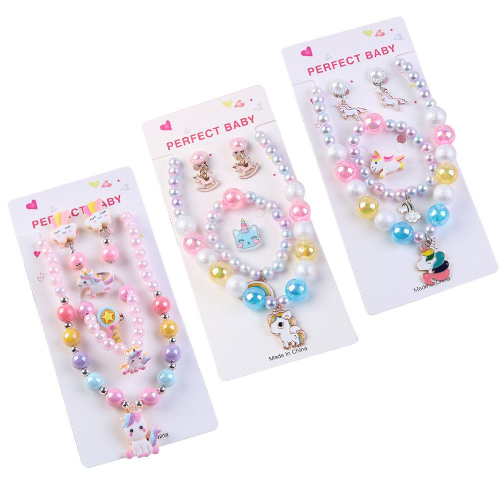 Picture of Amazon New Kidsren's Necklace Unicorn Bead Set DIY Kidsren's Jewelry Girls Ring Necklace Wholesale