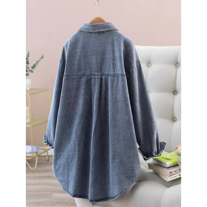 Picture of Mid-length Denim Shirt 2024 Spring New Loose Single-breasted Denim Jacket Casual Loose Long-sleeved Shirt