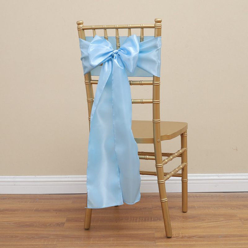 Picture of Chair Cover Bow Tie Hotel Wedding High-end Light Luxury Red Chair Back Flower Decoration Satin Diding Ribbon
