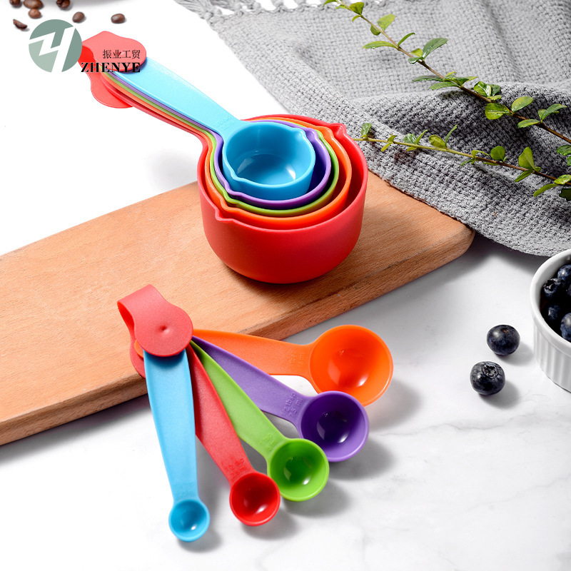 Color 10 piece set plastic measuring cup measuring spoon set baking tool with scale measuring kitchen gadget combination