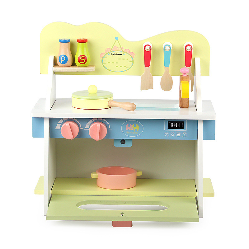 Picture of Wooden colorful disassembly gas stove puzzle simulation baby kitchen kitchenware children play house toys colorful kitchen