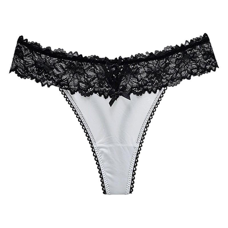 French Sexy Lace Ice Silk Hot Sexy Hollow Perspective Fashion European and American Underwear Low Waist Fun Women's thong