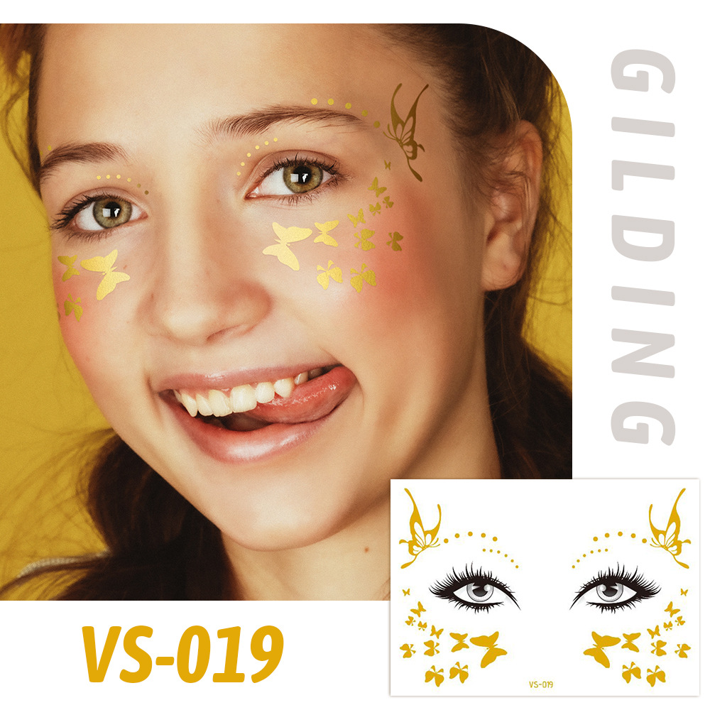 Picture of Cross-border Supply Waterproof Bronzing Electric Syllable Tattoo Sticker European and American Carnival Party Face Sticker Masquerade Freckles