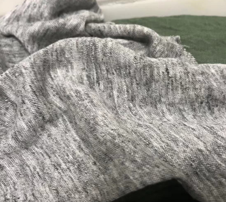 Picture of Heavyweight European Imported Designer Fabric Knitted Yarn-Dyed Pure Linen Floral Gray Summer Sun Protection Cardigan Clothing Custom