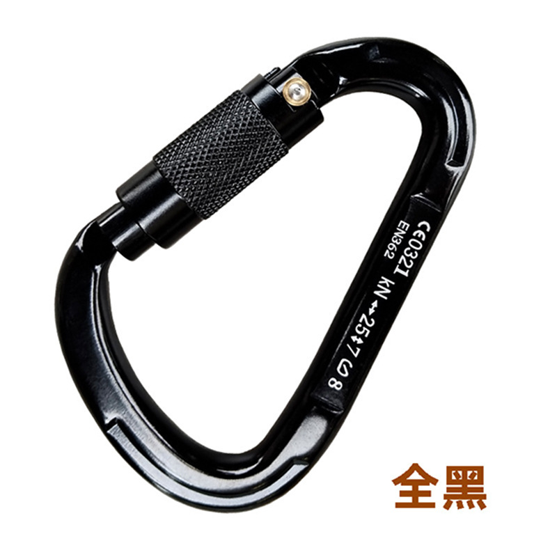 Picture of Aluminum magnesium alloy pear-shaped automatic main lock 25KN rock climbing mountaineering buckle automatic main lock D-shaped aviation aluminum alloy mountaineering