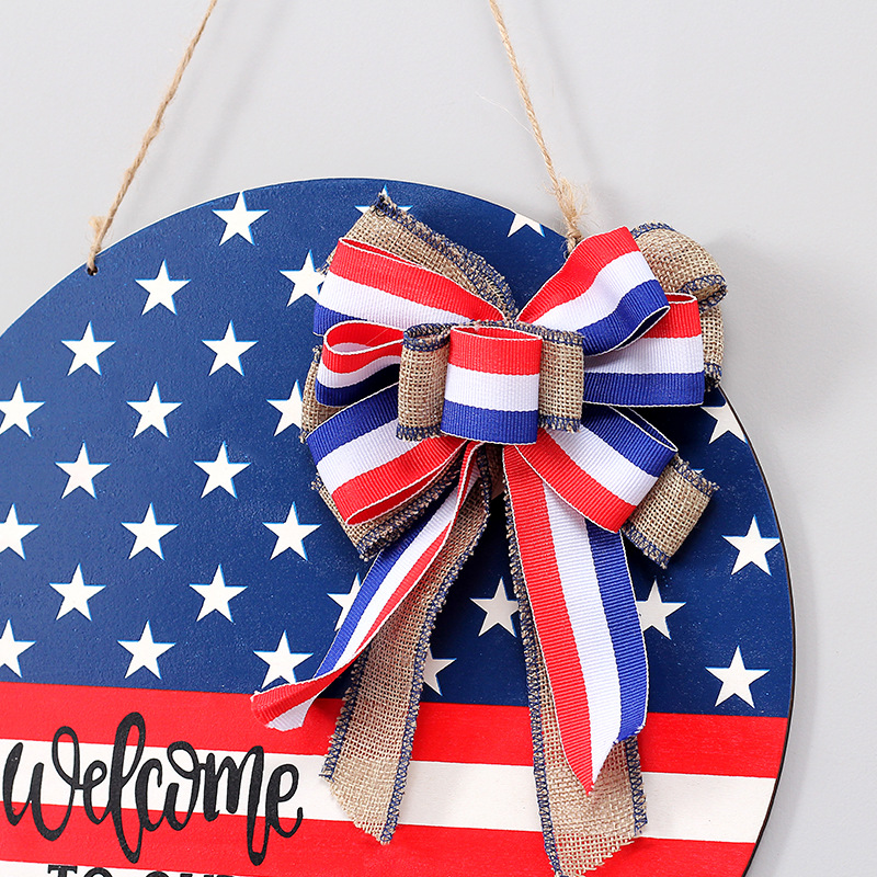 Picture of Cross-border in Stock American Independence Day wooden door decoration hanging flag home holiday decoration door hanging plate