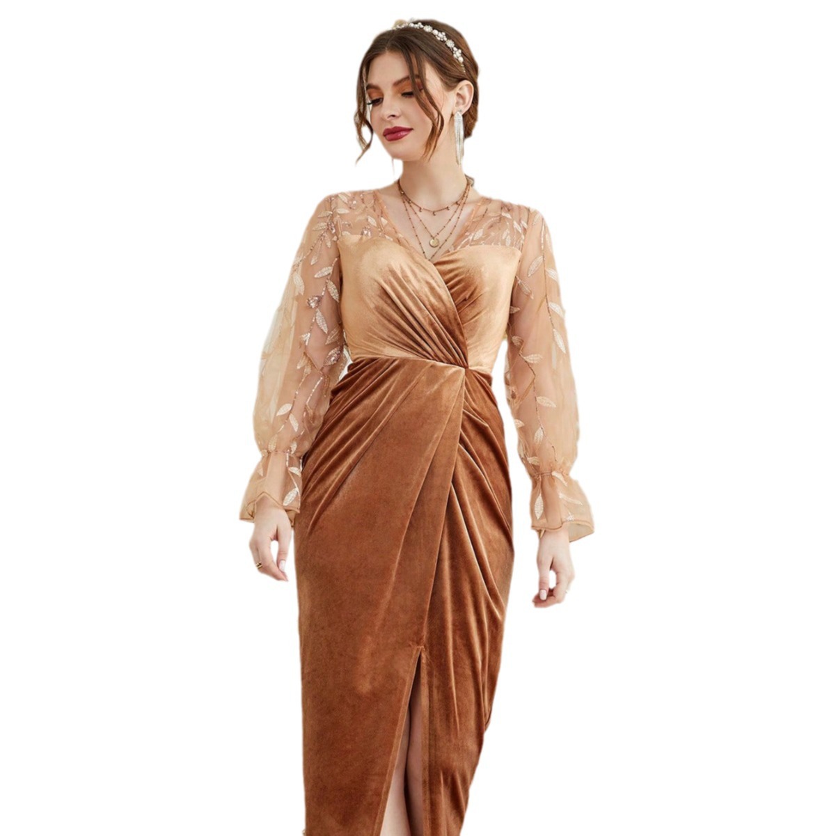 Picture of European and American Style Evening Dress, New Style, Ladylike Elegant, Deep V Neck, Long Hip-Hugging Skirt, Ebay Manufacturer, Drop Shipping