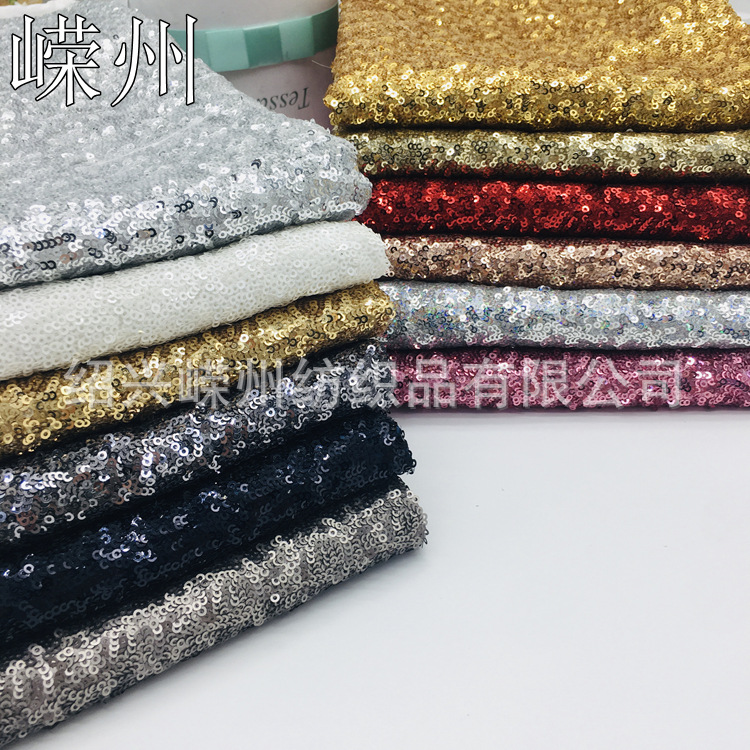 In-Stock Special Dense 3mm Sequin Satin Base Fabric for Shoes, Bags, Crafts, Fabric with Dense Sequins and Paillette Embroidery