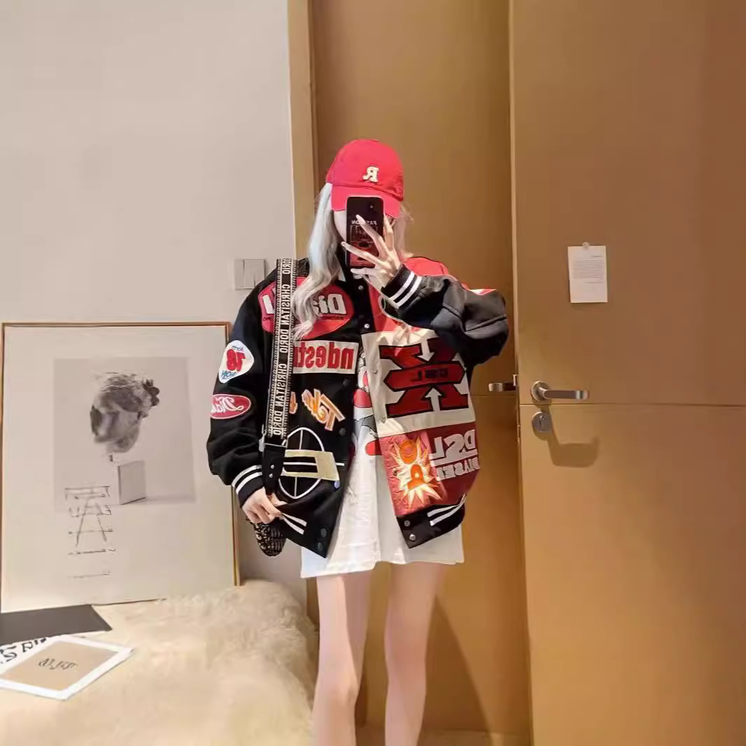 American-style Biker Jacket Men's Amazon Foreign Trade Retro Hip-hop Loose All-match Couple Baseball Suit New Jacket