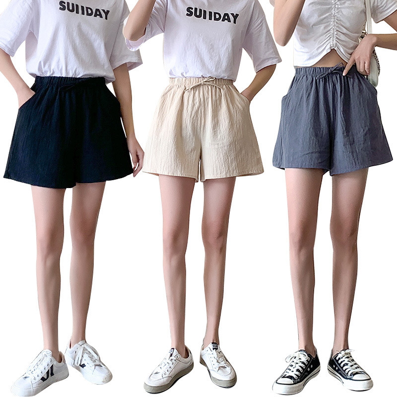 Picture of Cotton and Linen Shorts for Women Summer 2023 New A-Line Outer Wear Wide-Leg Pants Large Size Three-Point Sports Pants Cross-Border Loose Casual Pants