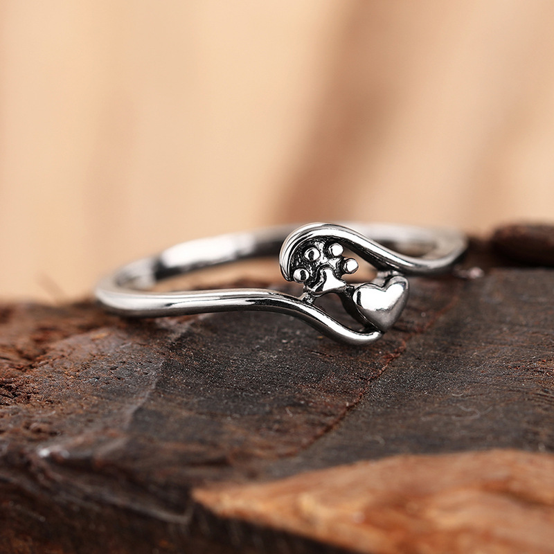 Huitan European and Korean Export Direct Sales Cat Claw Heart Ring for Women, Cute Daily Wear Ring, Fashionable and Popular Style