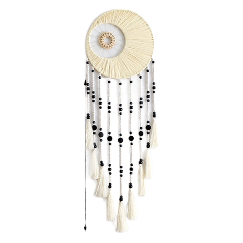 Hollow double round ring woven tassel dream catcher wooden beads decorative woven dream catcher wall hanging decoration dream catcher