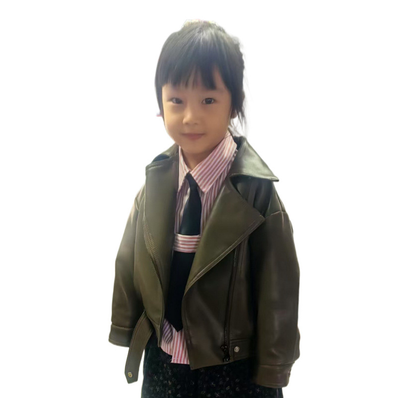 Picture of Boys' Leather Jacket 2024 Autumn Children's Korean Loose Top Long-sleeved Motorcycle Jacket Leather Fashionable Cool and Handsome