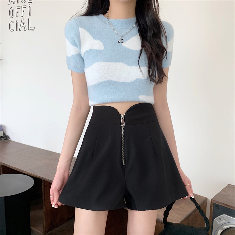 Shorts High Waist Slim-fit Hot Pants Women's Small A- shaped All-match 2023 Wide-leg New Casual Summer Outer Wear