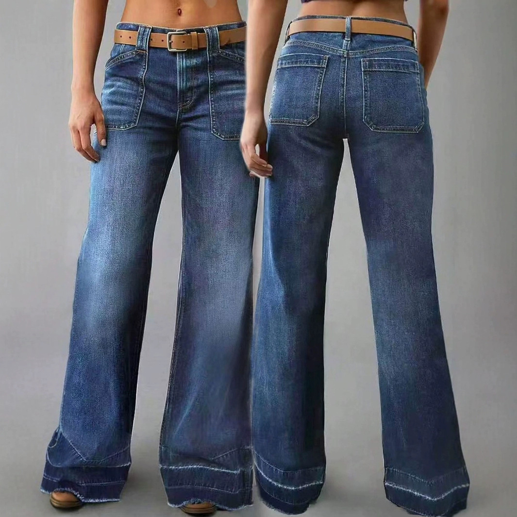 Cross-border exclusive wish Amazon hot 80045# new women's straight tube loose Joker jeans