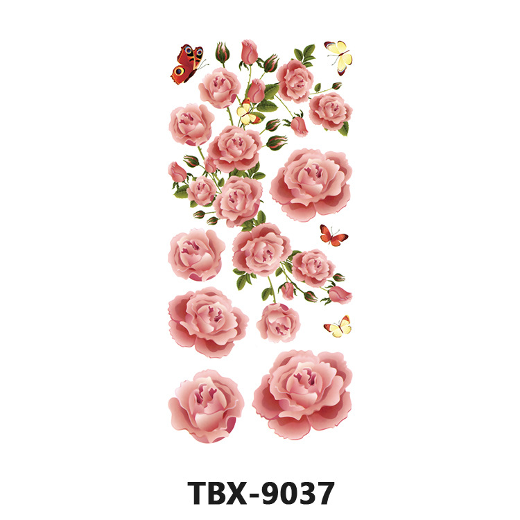 Picture of Waterproof sweat female flower tattoo stickers plant flower party sexy rose peony plum tattoo stickers tattoo