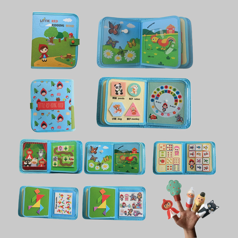 Cross-Border Montessori Baby Early Education Cartoon Felt Cloth Book for Developing Intelligence 3D Stereo Felt Busy Board Non-Woven Fabric