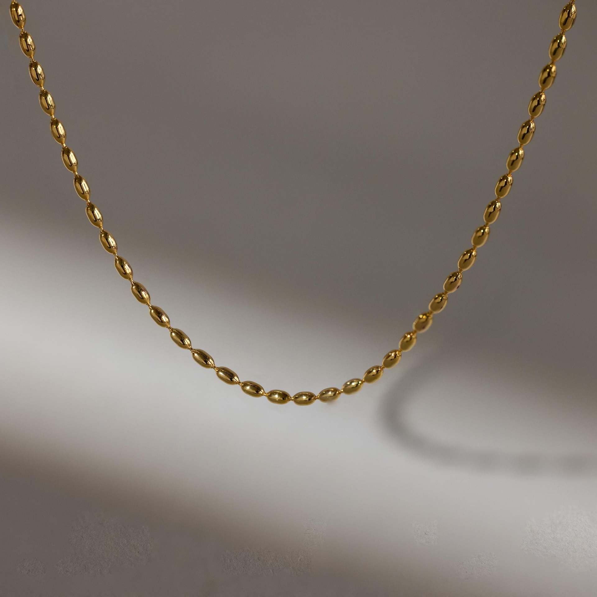 Simple Minimalist Stainless Steel Titanium Steel Metal Rice Bead Necklace Hip Hop Hiphop sweater chain plain naked chain