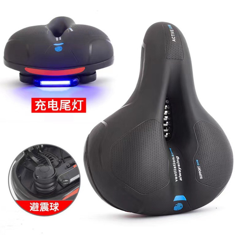 Mountain Bike Seat Cushion with Taillight, Bicycle Seat, Large Soft Thickened Saddle, Riding Equipment Seat Bag Accessories Wholesale