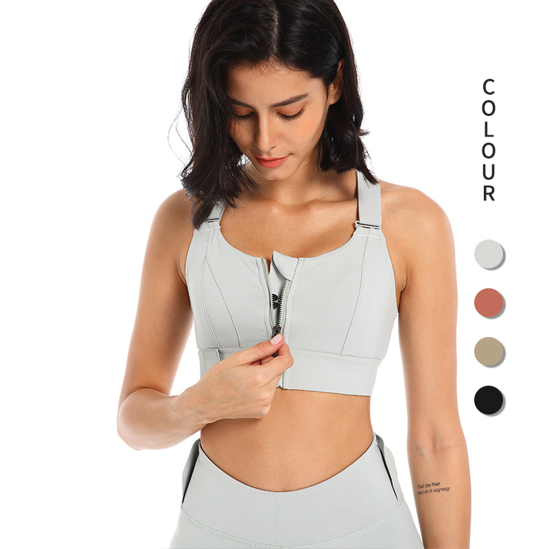 Front Zipper Plus Size Sports Bra for Fat mm Shock-Proof Vest Push-Up Running Big Breast Fitness Bra to Collect Secondary Breasts