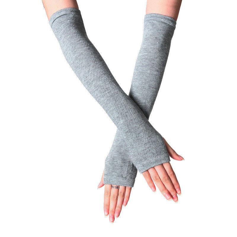 Picture of Korean Style Women's Gloves Half-Finger Gloves Women's Winter Cute Autumn and Winter Long Gloves Arm Covers Fingerless Woolen Gloves