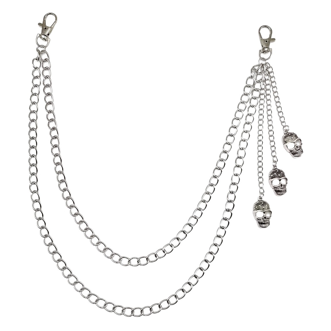 European and American cross-border jewelry hip hop punk skull decorative metal waist chain Women's trendy cool multi-layer chain pants chain wholesale