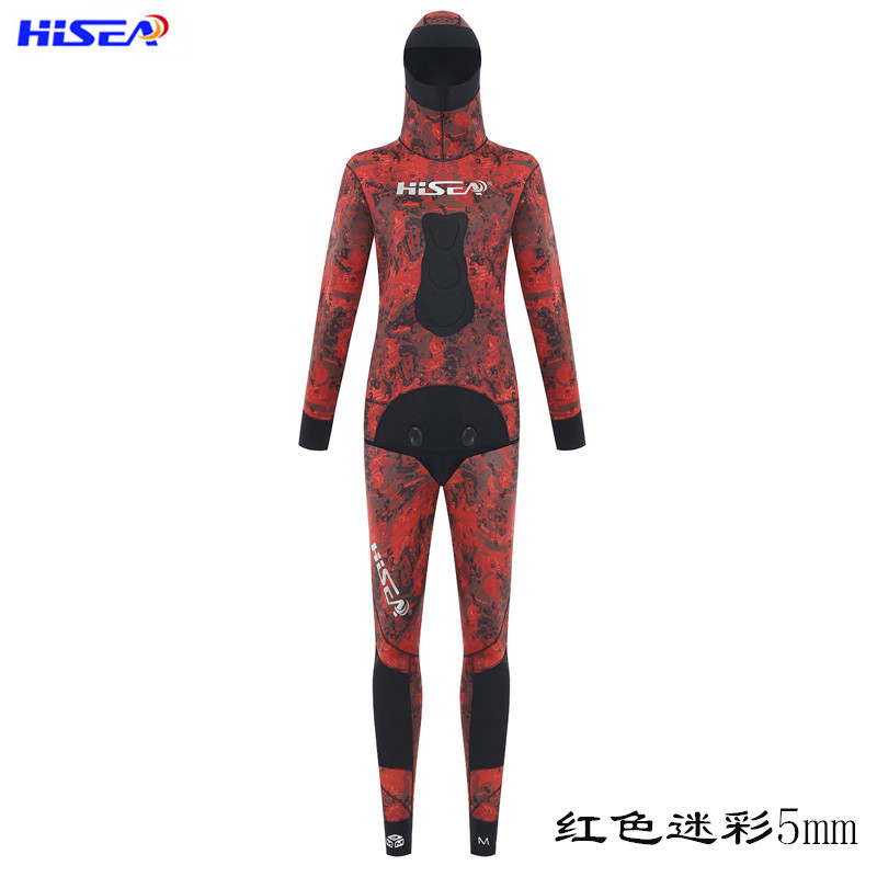 Picture of 5mm Thickeneded Split Wetsuit Men's Free Diving Camouflage Fishing Suit Warm Camouflage Deep Diving Fishing Suit Winter
