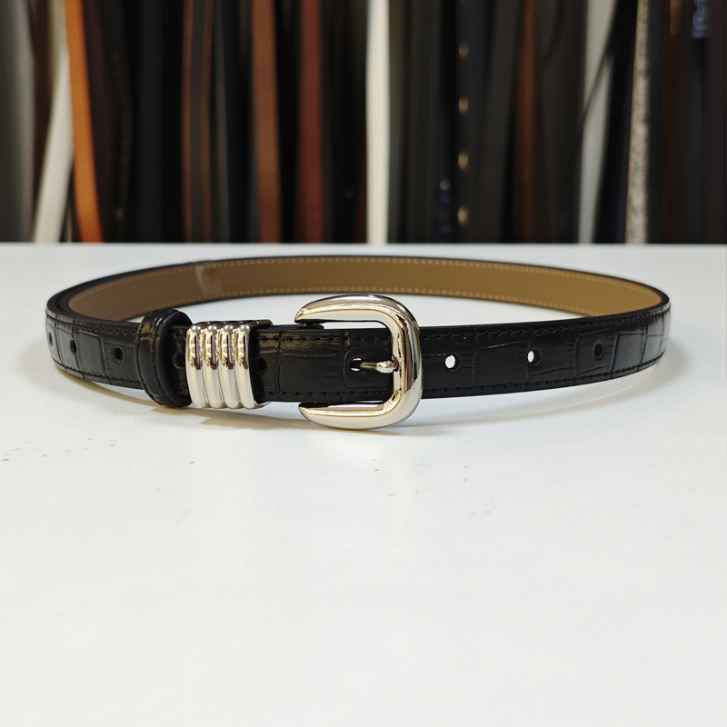 Customized Belt for Women, Crocodile Pattern Genuine Leather Belt, Fashionable and Versatile, High-End Belt with Jeans Manufacturer Wholesale