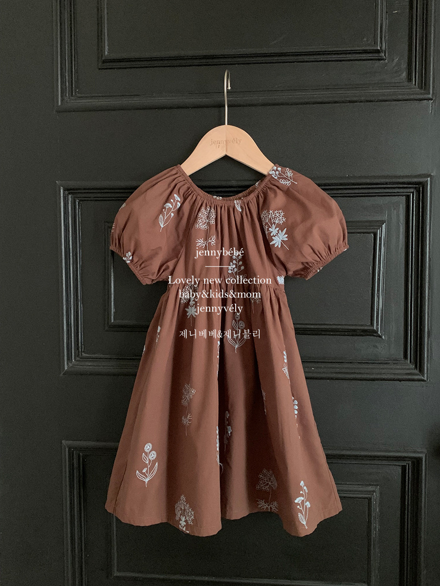 Picture of Jennybebe Summer Ins Korean Style Parin-Child Clothes Baby Western Style Embroidery Flower Climbing Suit Baby Girl Puff Sleeve dress
