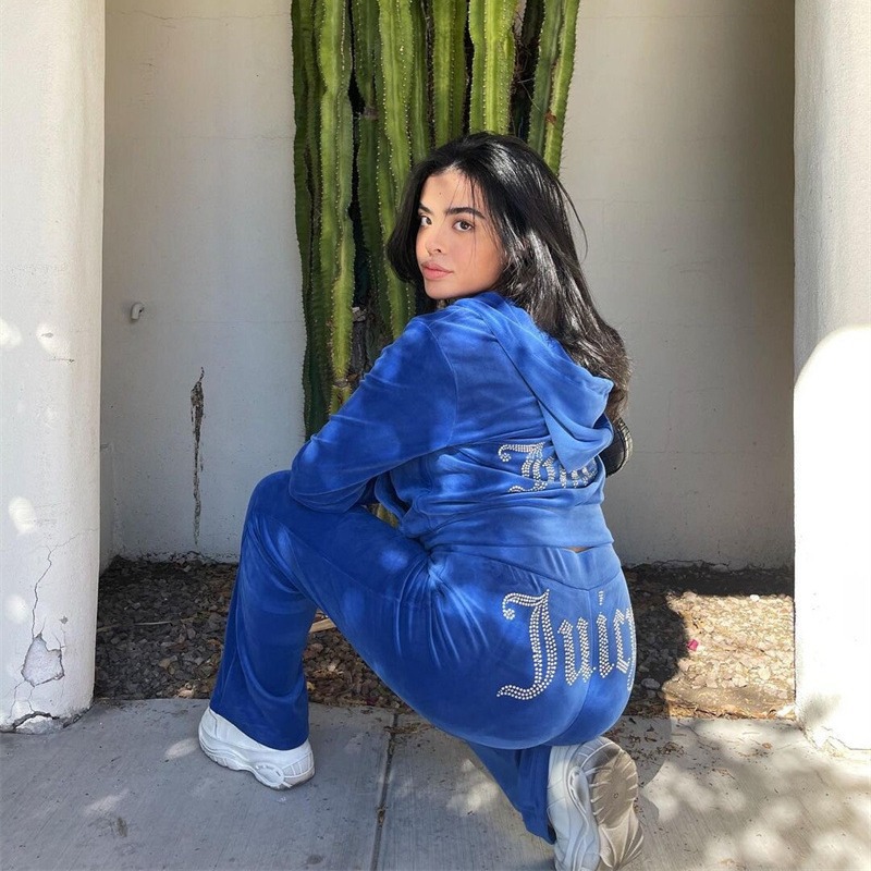 Picture of Factory Ready Stock! 2025 European and American New Aliexpress Women's Korean Velvet Sweatshirt Two-Piece Set for Women in Stock 96837