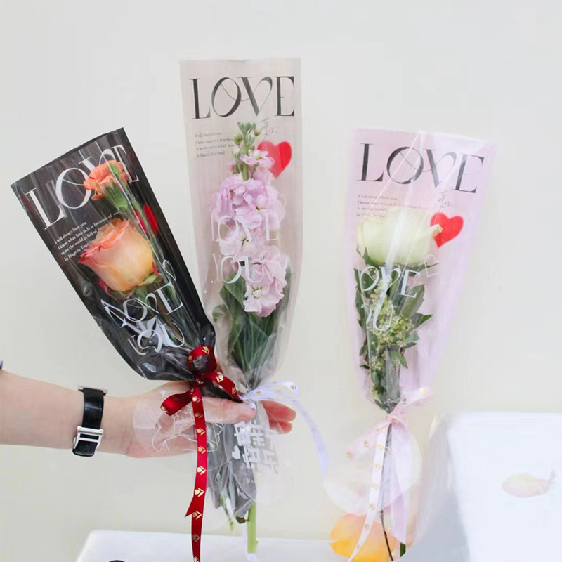 Hua Xi Valentine's Day Carnation Rose Single Art Wrapping Paper Flower Packaging Materials Flower Shop Materials Wholesale Single
