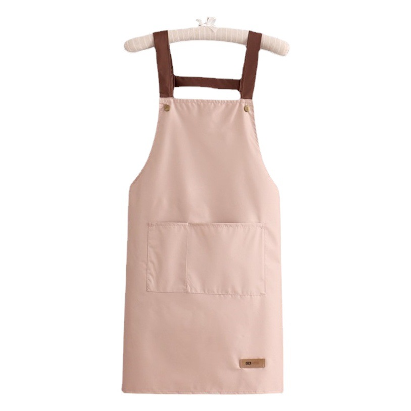 Solid Color Modern Simple Spring Textile Waterproof Strap Kitchen Household Waterproof Oil-proof Apron Set Printable