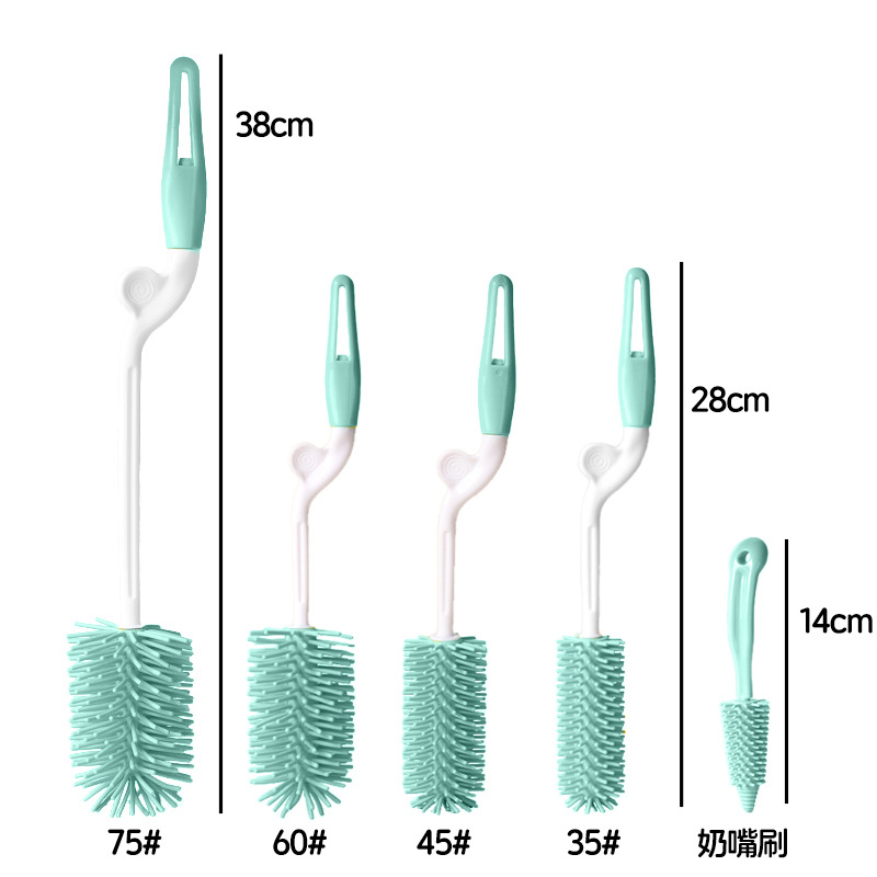 Picture of Rotating Silicone Bottle Brush Combination, Bottle Cleaning Pacifier Brush, Long Handle 5-Piece Set, Baby Bottle Brush Cleaning Set