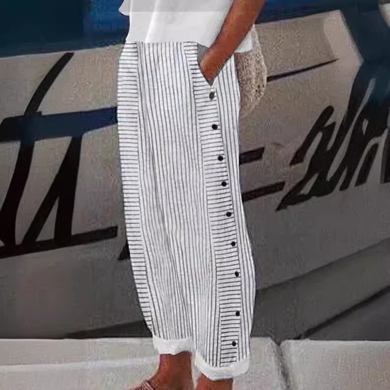 Striped New Casual Pants European and American Hot Selling Ladies