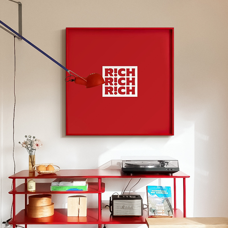 "Rich Soon" New Year's Good Lun Meaning Living Room Entrance Decorative Painting Red Festive Bedroom Bedside Hanging Painting