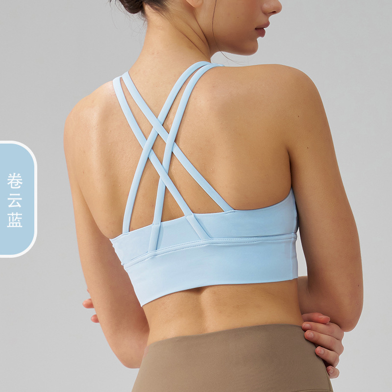 Picture of 2022 new double-sided brushed cross back sports underwear shockproof push up yoga sports bra fitness vest