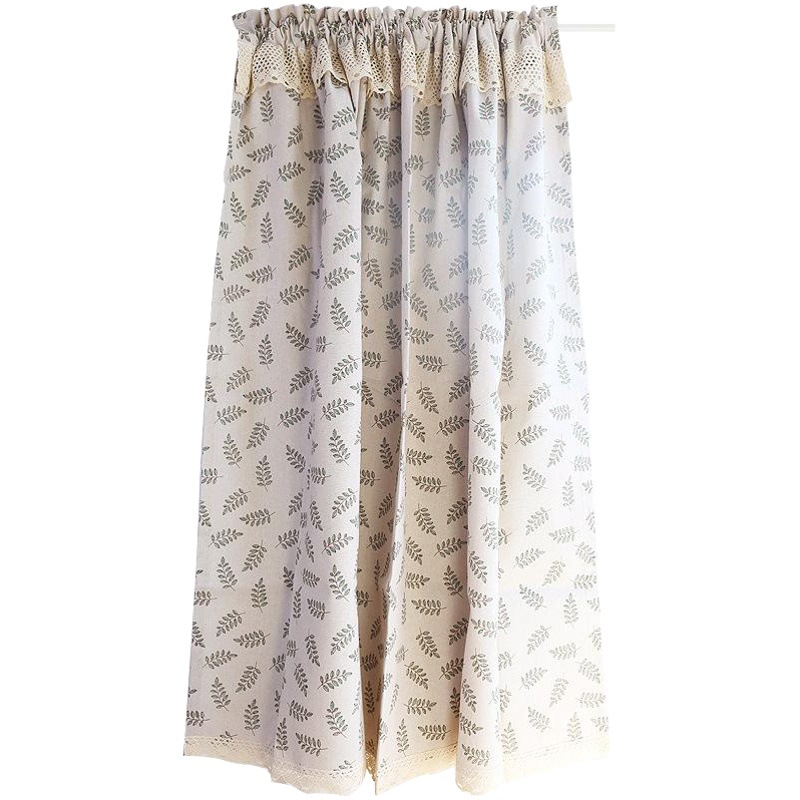 Scandinavian Series Green Leaves Cotton and Linen Half Curtains Rod Curtains Kitchen Curtains Dropshipping Cross-Border Curtains American Country Style
