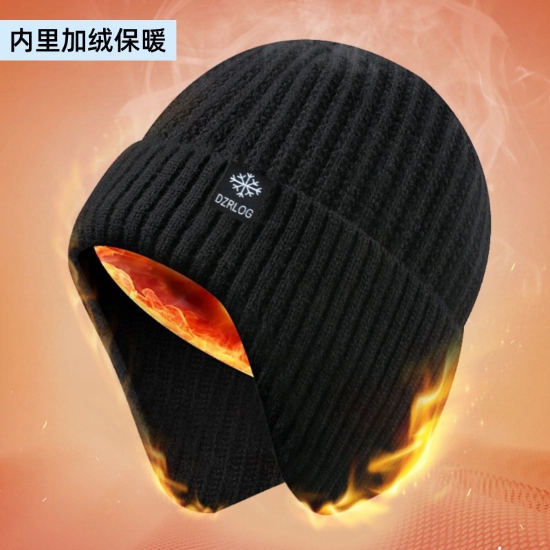Picture of Winter Warm Hat Cross-Border Men's Knitted Hat Middle-Aged and Elderly Dad and Elderly Hat Plus Velvet Thickened Ear Protection Woolen Hat