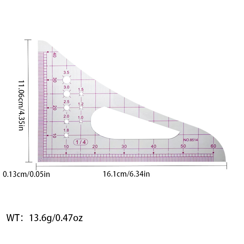 Picture of Pattern printing ruler clothing scale pattern making clothing curve cutting sewing tool multi-functional pattern printing ruler