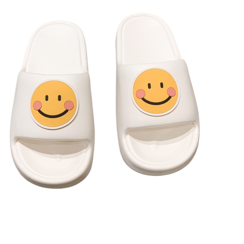 Cute Smiley Summer Bathroom Slippers Women's Fashion Soft Bottom EVA Shit Feeling Student Sandals Wholesale Cross-border Hair