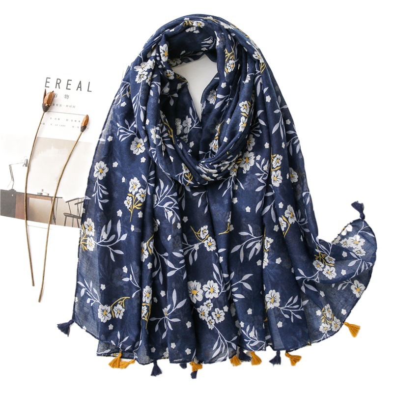 Bohemian Ethnic Style Cashew Color-Blocked Cotton and Linen Scarf for Women Travel and Vacation Thai Sun Protection Beach Towel Gauze Scarf