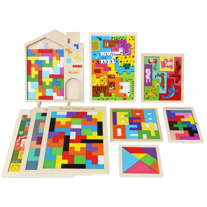 Picture of Factory Wooden Early Education Boys and Girls Accumulates Tetris Jigsaw Puzzle 3456-year-old Children's Educational Toys