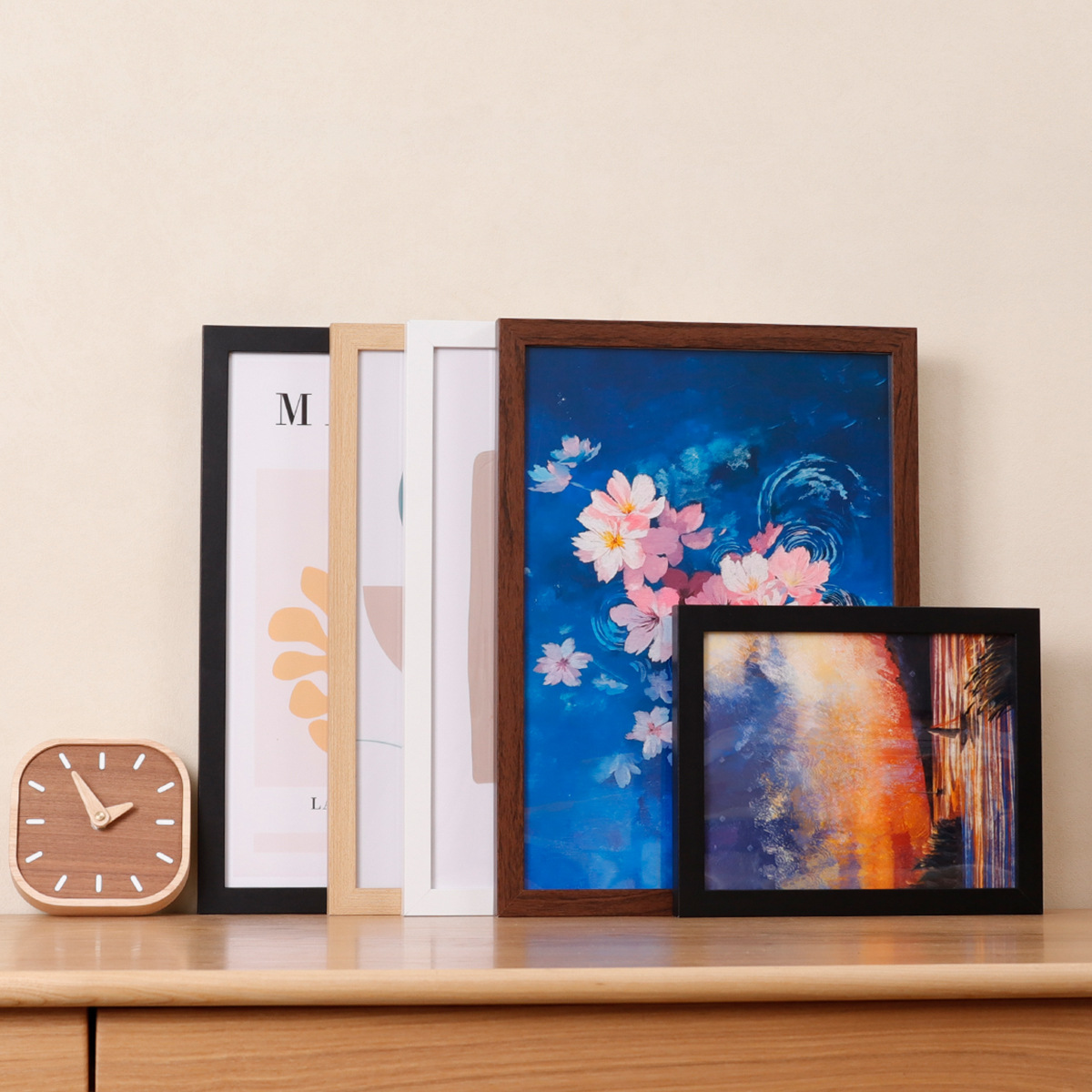 Wooden photo frame 6 inch wall hanging table a3A4 paper picture frame 8K4 open sketch oil painting frame mounted self-loading large size