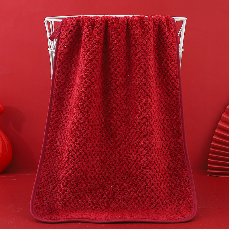 Picture of Wedding companion gift red towel wholesale engagement full moon return gift towel coral fleece towel