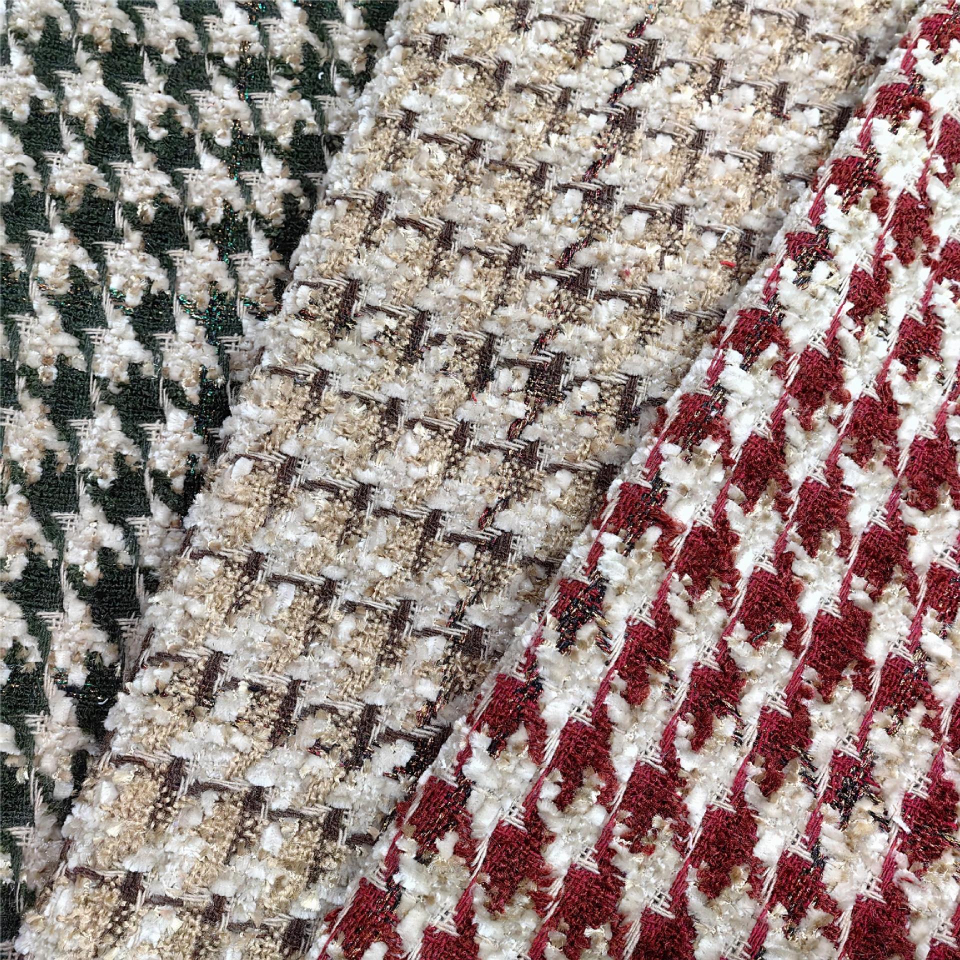 Picture of Slub tweed plaid bright silk chenille houndstooth children's clothing woolen small plaid autumn and winter overcoat fabric